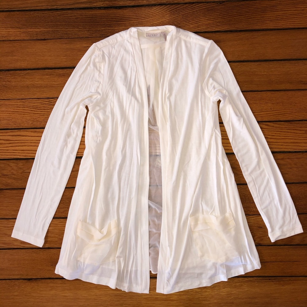 LOGO Lori Goldstein Open Front Top XXS Cardigan